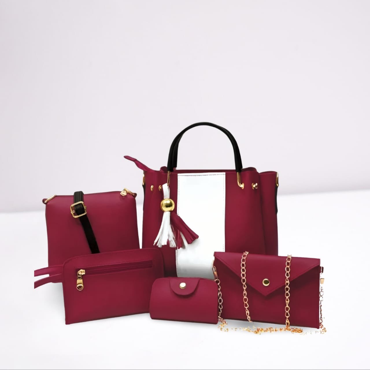 High-Quality 5-Piece Faux Leather Handbag Set