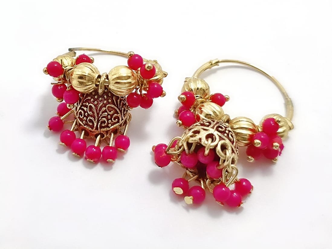 Meenakari Jhumka Hoop Earrings – Handcrafted Elegance