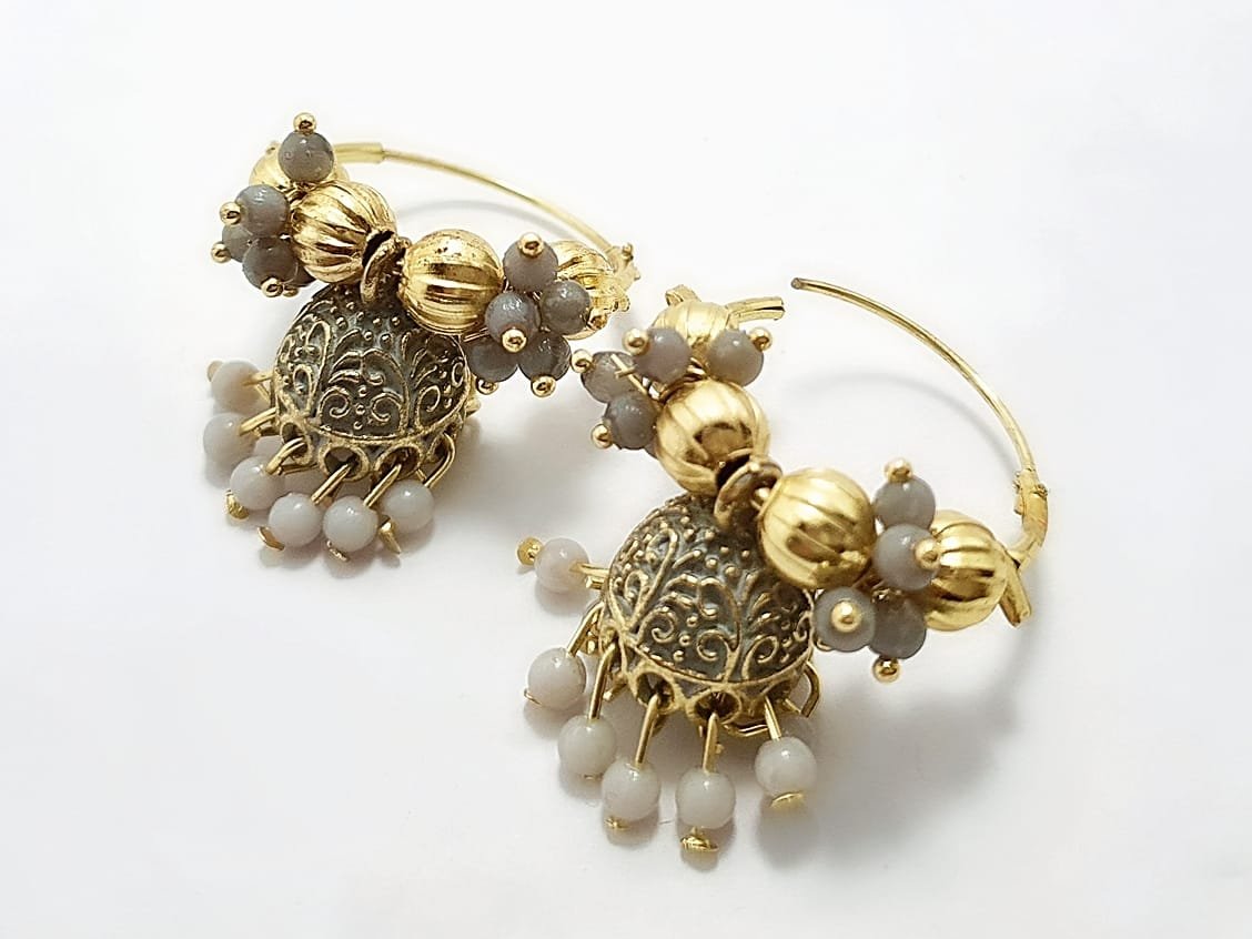 Meenakari Jhumka Hoop Earrings – Handcrafted Elegance thumbnail