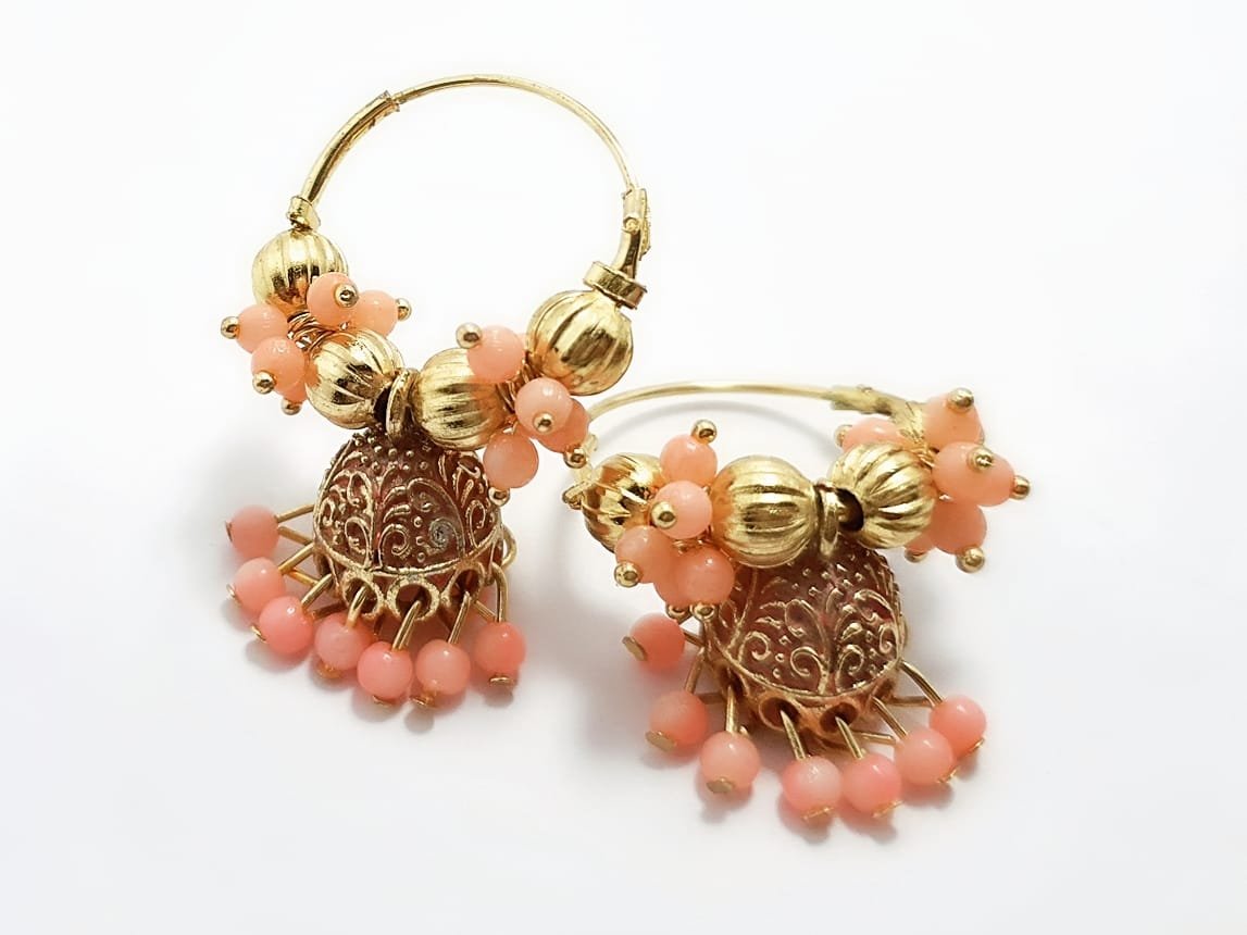 Meenakari Jhumka Hoop Earrings – Handcrafted Elegance thumbnail