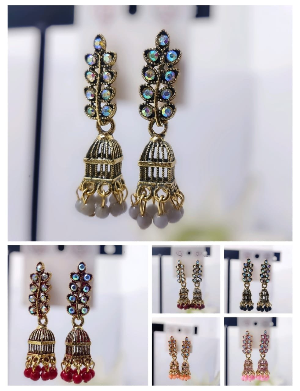 Leaf Motif Jhumka Earrings