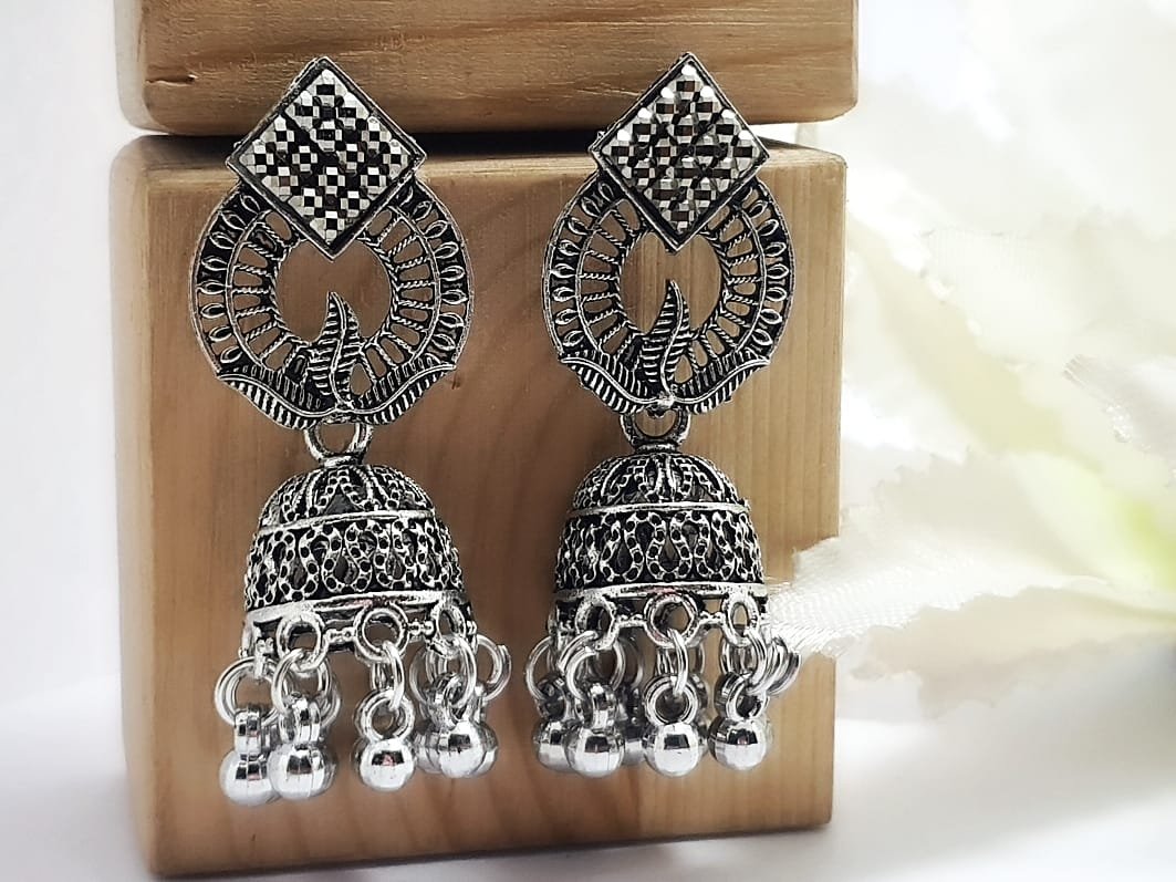 Antique Silver Jhumka Earrings
