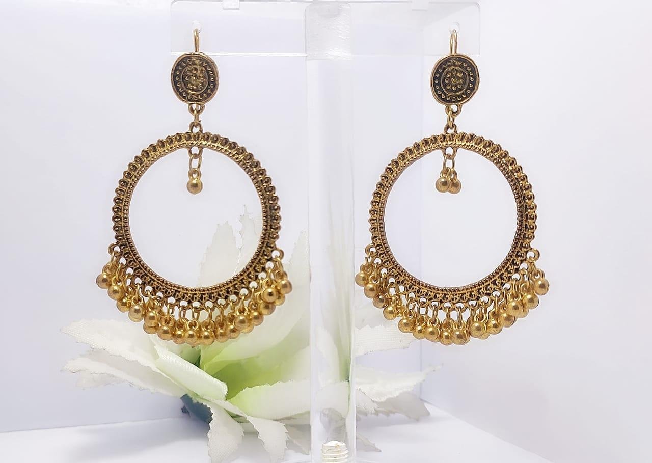 Ornate Gold and Black Teardrop Earrings thumbnail