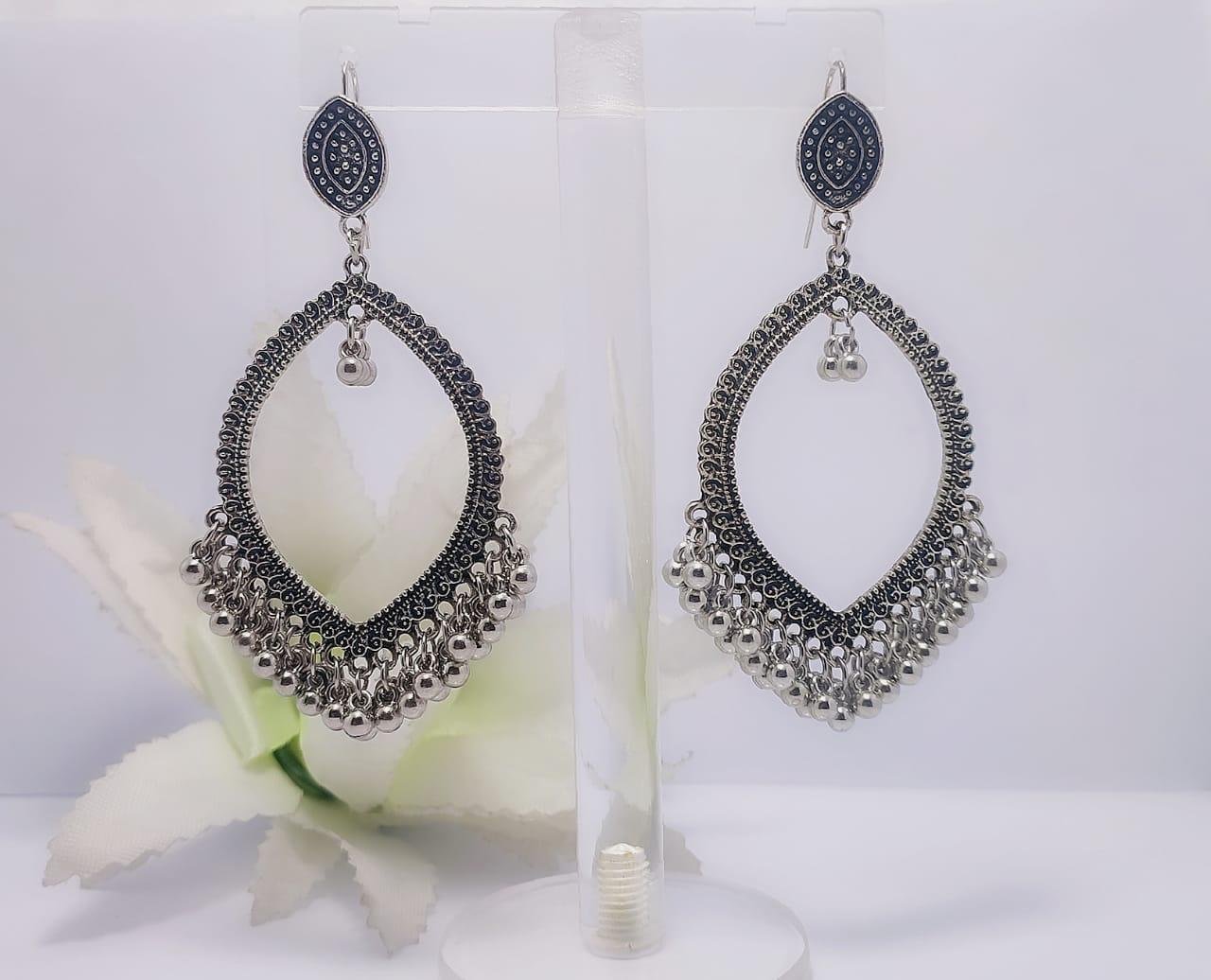 Intricate Teardrop Earrings with Beaded Details