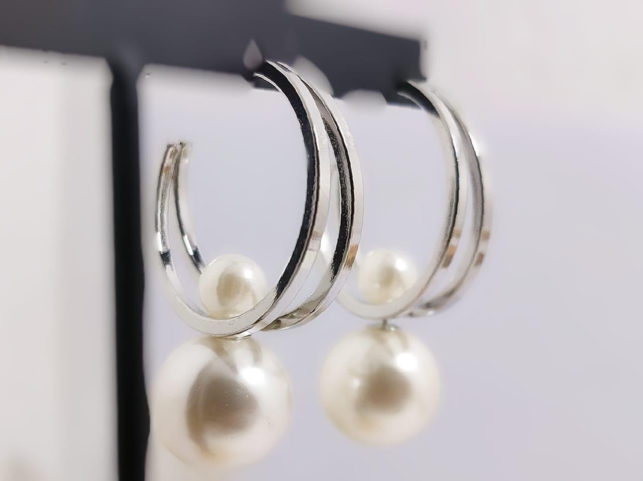Golden Pearl Hoops
