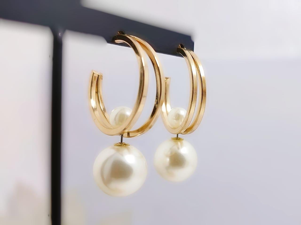 Golden Pearl Hoops thumbnail