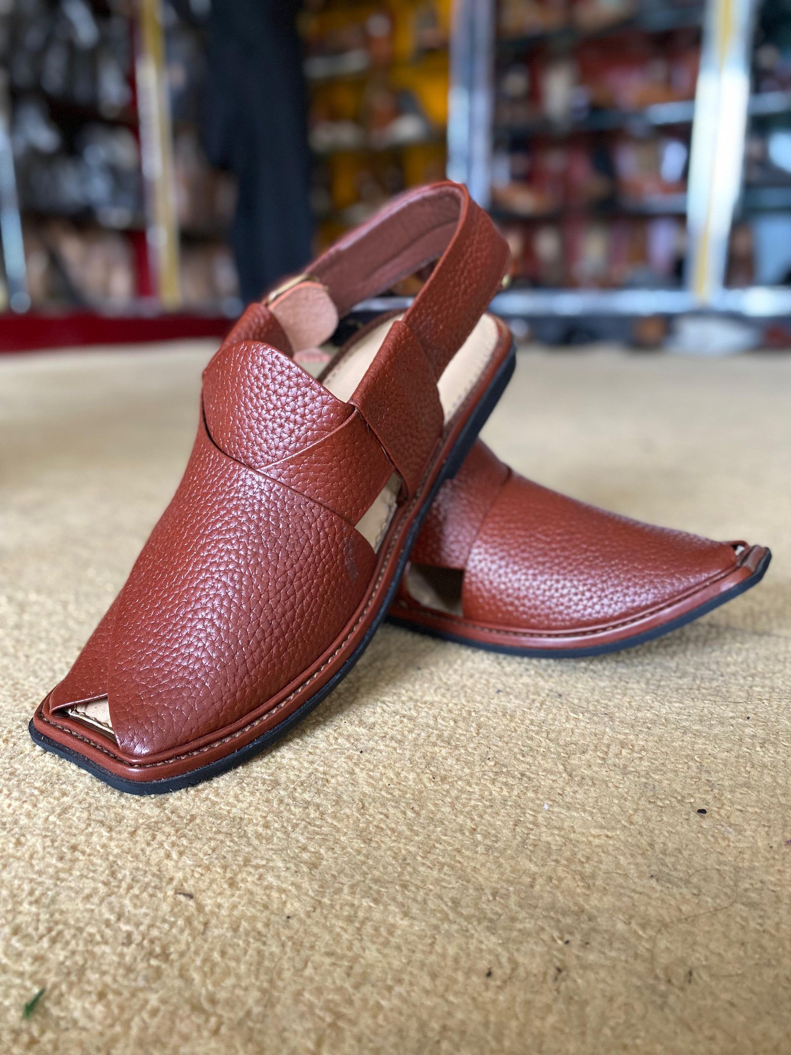 Classic Leather Peshawari Chappal – Chestnut Brown